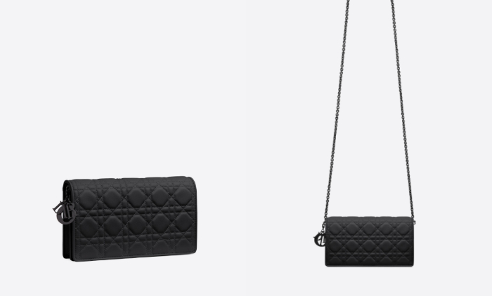 2022 DIOR加價|LADY DIOR 小袋黑色超啞光 Cannage 藤格紋圖案小牛皮現價:$17,800